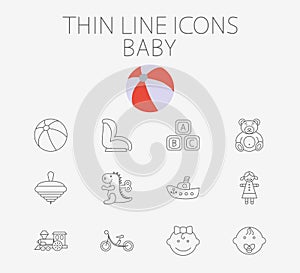 Baby related flat vector icon set