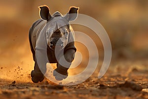 baby rhinoceros running .Generative Ai