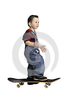 Baby riding a skateboard