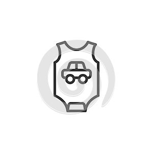 Baby romper with car line icon