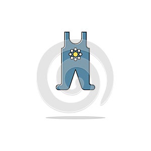 Baby romper color thin line icon.Vector illustration