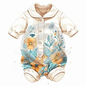 Baby romper drawing in various fashions using watercolor medium.