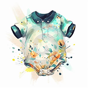 Baby romper drawing in various fashions using watercolor medium.