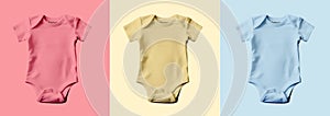 Baby romper mock up, Empty kiddy clothes mockup, Kid jumpsuit vector, Baby sleeve romper mock up, Clothes for newborns