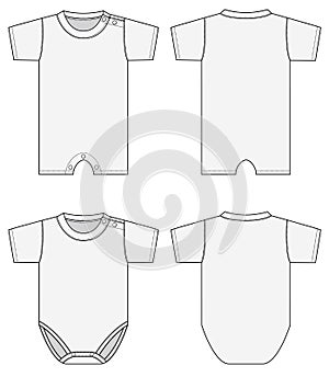 Baby rompers template illustration set /white