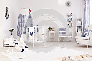 Baby room decorated in marine style