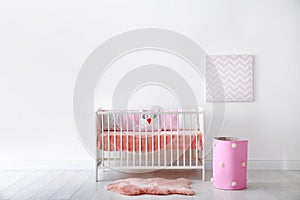 Baby room interior with crib