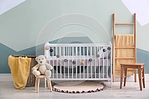 Baby room interior with crib