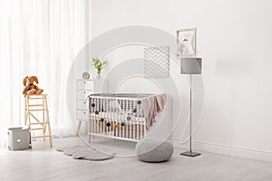 Baby room interior with crib