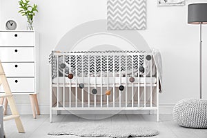 Baby room interior with crib