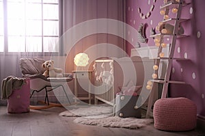 Baby room interior with crib