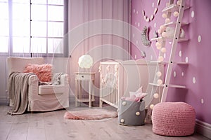 Baby room interior with crib