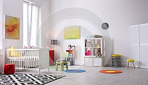 Baby room interior with crib