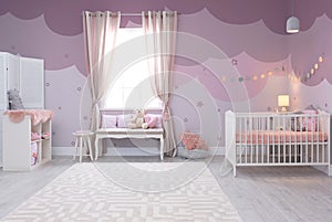 Baby room interior with crib