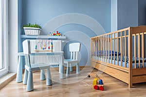 Baby room in light blue color