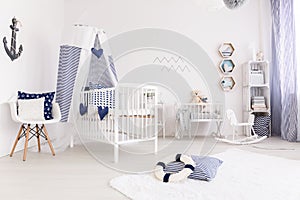 Baby room in navy style.