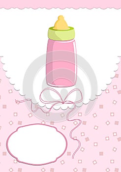 Baby's greetings card with bottle