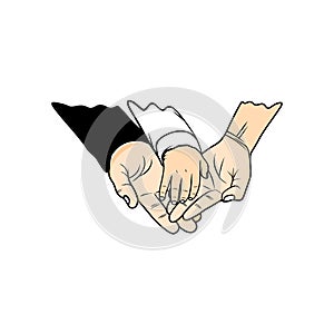 baby\'s hand between his father\'s and mother\'s hands vector illustration