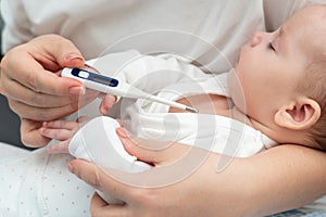 Baby's health checked with modern tool, Concept of detecting signs of sickness