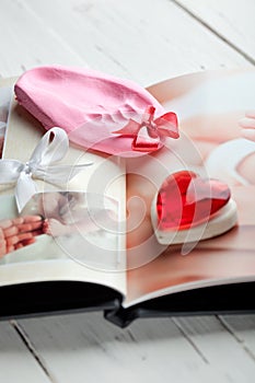 Baby's photobook and a footprint keepsake photo