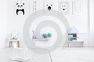 Baby`s room with rocking horse