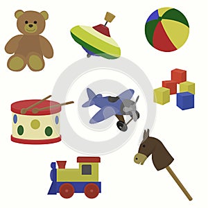 Baby`s toys set. Vector illustration.