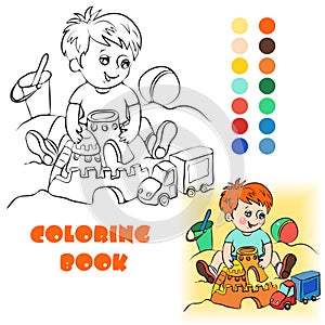 Baby on the sand coloring book