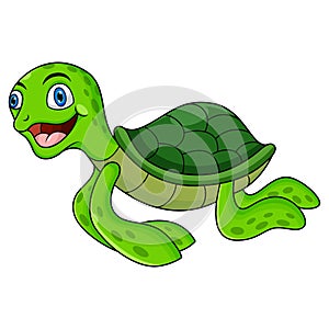 Baby sea turtle cartoon on white background