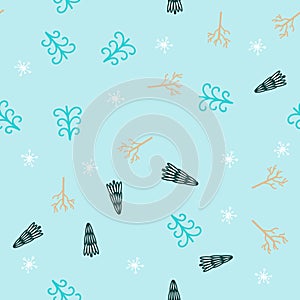 Baby seamless winter pattern with spruce trees for paper, textile, baby`s clothes