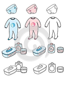 Baby set - nappy, playsuit & toilet stuff