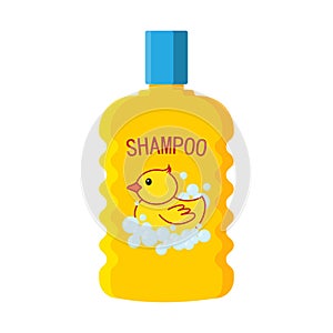 Baby shampoo bottle. Logo duckling