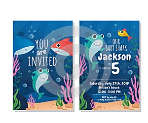 Baby shark party invitation card