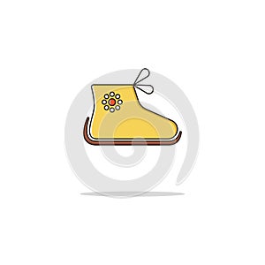 Baby shoes color thin line icon.Vector illustration