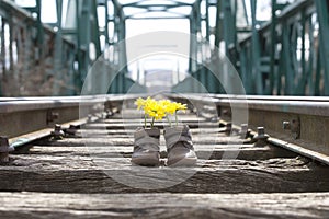 Baby shoes with yellow flowers