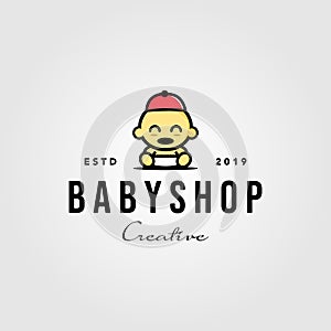 Baby shop toddler babies hat logo vector hipster vintage designs