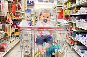 Baby shopping cart newborn supermarket