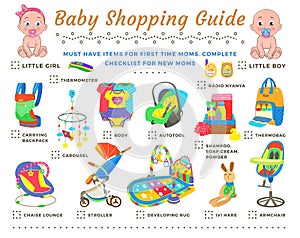 Baby Shopping Guide Checklist Vector Illustration