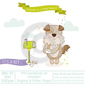 Baby Shower or Arrival Card - Baby Dog with Mailbox