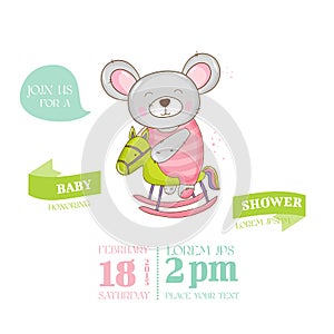 Baby Shower or Arrival Card - Baby Mouse Girl