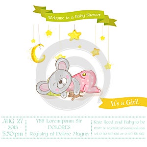 Baby Shower or Arrival Card - Baby Mouse Girl