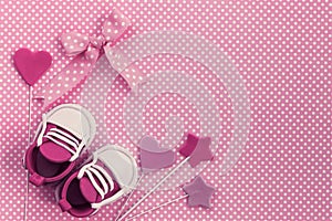 Baby shower background. Newborn invitation. It`s a girl