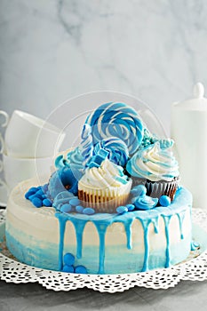 Baby shower or boy birthday cake