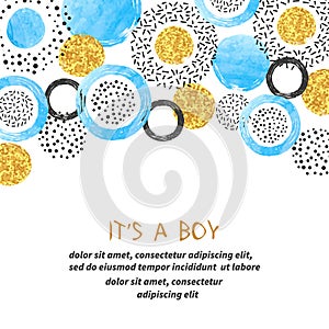 Baby Shower boy card design with circles.
