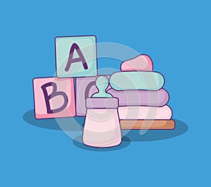 Baby shower card with alphabet blocks