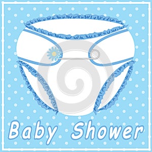 Baby shower card with blue nappy