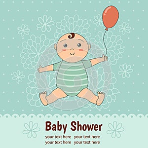 Baby shower card with a cute baby boy