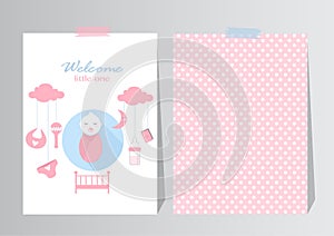 Baby shower card,cute baby girl elements ,vector illustration.