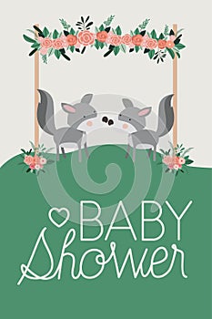 Baby shower card with cute dogs couple