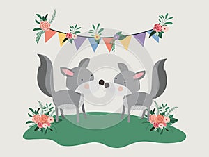 Baby shower card with cute dogs couple