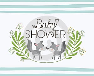 Baby shower card with cute dogs couple